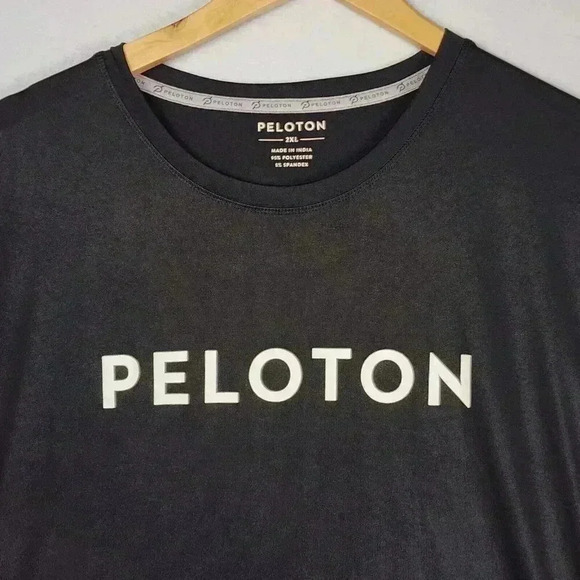 Peloton Century 100 Men's Shirt 2XL Black Short Sleeve Poly/Spandex Spin Workout - Picture 2 of 8